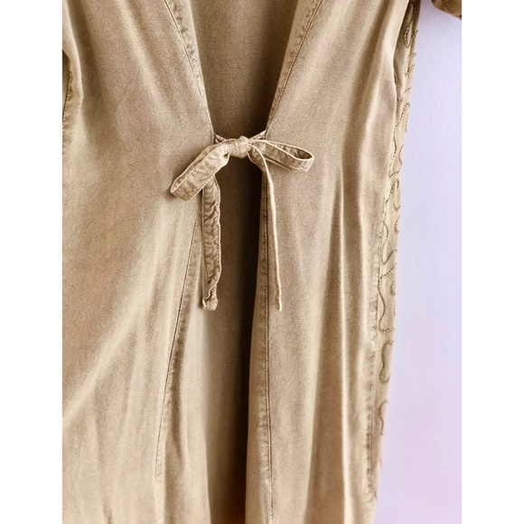 Vintage Olive Embroidered Back Tie Dress - Picture 6 of 7